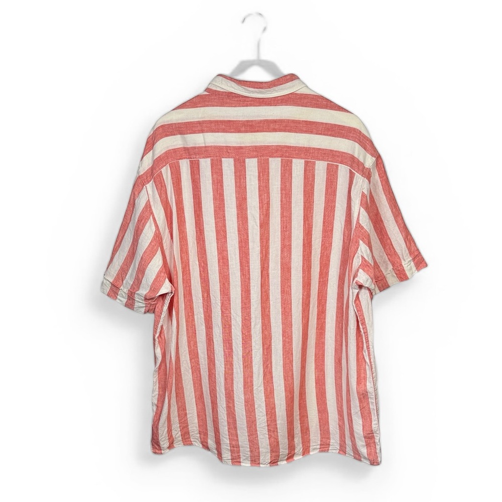 J. Peterman Men’s Red White Short-Sleeve Striped 100% Linen Shirt M-379 Sz XXL - Picture 2 of 7